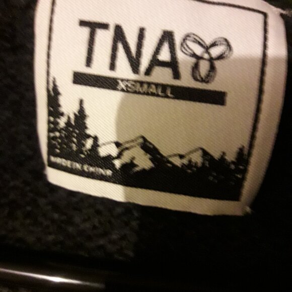 Aritzia TNA 100% Lambswool XXS Full Zip Sweater Shawl Collar Gray & White Wool - Picture 9 of 9